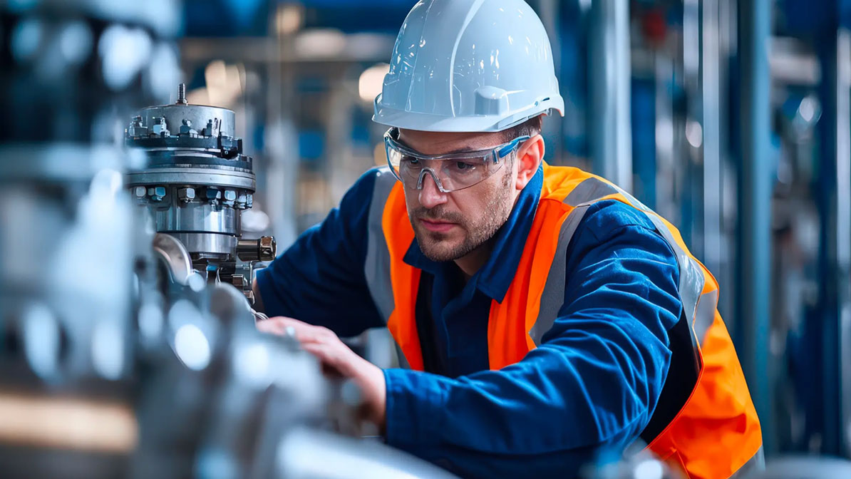 Industrial robot arms on a manufacturing floor